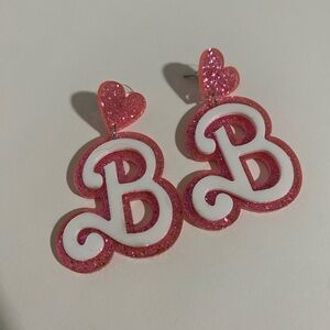 Inspired Barbie Pink Glitter Earrings